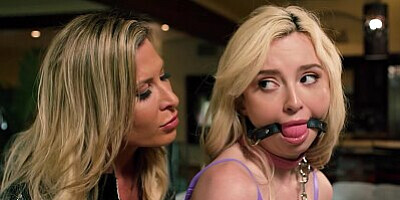 LEZ BE BAD - Tied Up Petite Blonde Lexi Lore Gets FISTED By Dominant MILF Ariel X