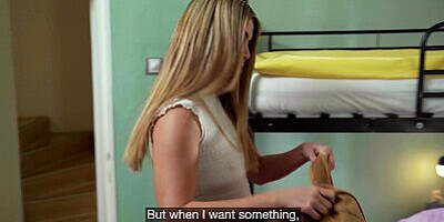 Lesbea Petite blonde Lovita Fate romantic lesbian sex fingering and scissoring orgasms with Lady Dee