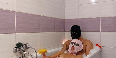 Amateur couple spied in the shower. Hairy pussy wife, big ass, big tits Hairy Latina pussy