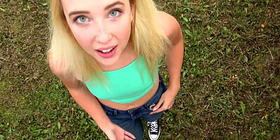 Public pleasure with a skinny blonde who gets RAILED