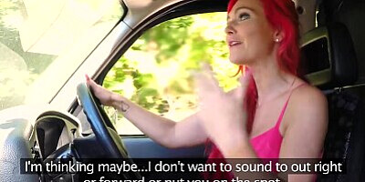 FemaleFakeTaxi Lesbian cab driver finger fucks tv babe in forest