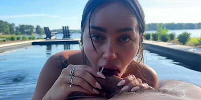 Snorts My Cum , Real Public Outside Pool Sex- Gorgeous Latina Perfect Tits With Sisi Rose And Latina Gorgeous