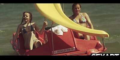 Watch these gorgeous beach babes enjoy passionate lesbian sex