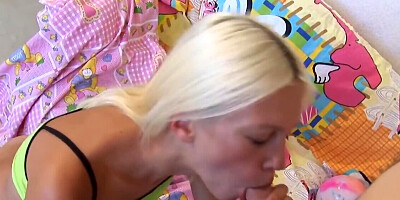 Tan lines beauty devours dick and gets fucked as well