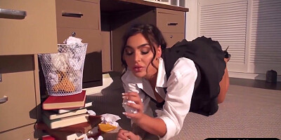 Emjay Rinaudo And Petite Girl In Petite Darkhaired Babe Beauty Strips In Office