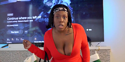 Ebony Bbw Stepson Is Adopted So She Strokes And Fucks His Bbc60fps - Big Tits