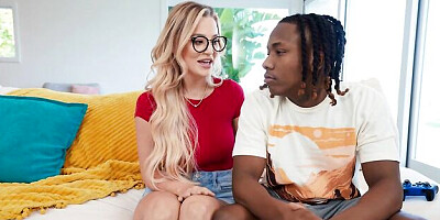 Happy as fuck blonde Blake Blossom rammed by large black dick