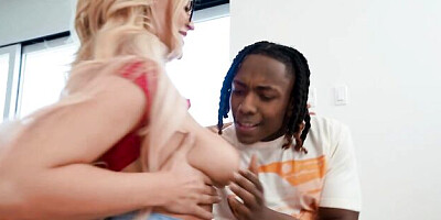 Happy as fuck blonde Blake Blossom rammed by large black dick