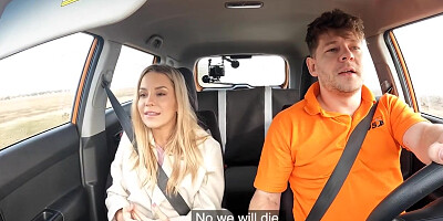 Bigass blonde babe cockriding on driver