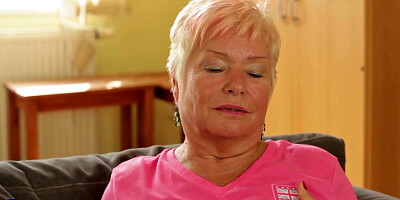 Horny Blonde Mature Slut Getting Wet On The Couch - MatureNL