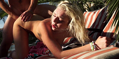 ...Sex on a lounge chair with petite blonde Tiffany Watson...