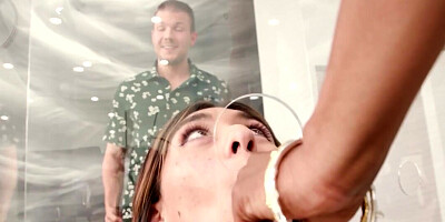 Gloryhole glass box and threesome fucking with taboo