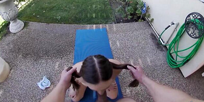 Sensual Izzy Lush at long hair clip