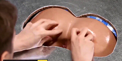 Oiled Up Serves Her Phat Ass For Dinner With Markus Dupree And Cali Carter