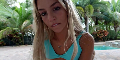 18 Year Old Gets Creampied In Her Blue Bikini!