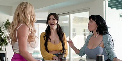 GIRLSWAY - Naturally Stacked Chloe Surreal Is Caught By Both Stepmoms Danielle Renae Little Puck