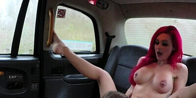 Female Fake Taxi Redheads tongue makes pretty posh ladies pussy cum