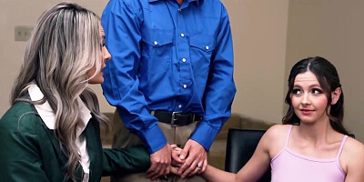 Lustful Coed Shares Teachers Cock With Buxom Stepmommy