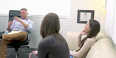 Dilf Shrink Fucks Two Brunette Patients At Once