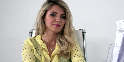 ...Lusty Mary Kalisy tests stud's skills in the office...