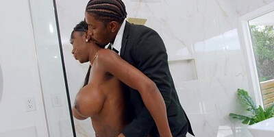 BRAZZERS Exxtra - Ebony Mystique doggy fuck in bath