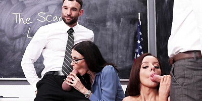 Foursome action in the classroom with Vanna Bardot and Shay Sights