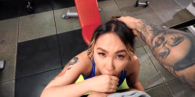 SneakySex: Cumshot accompanied by thick asian brunette