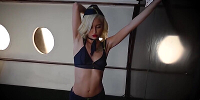 Kiara Cole In Teenie Stewardess Taking Off Her Uniform