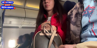 Risky Public Jerking Off On A Plane Full Of People - Public Dick Flashing - Katty West