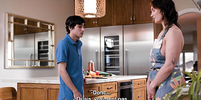 MOMMY S BOY - MILF Siri Dahl Caught Naked In The Kitchen Stepson Banged Her Hard FRENCH SUBTITLES