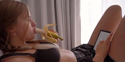 College Girl was Distracted from Reading and Fucked in Tight Pussy