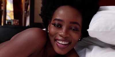 Petite ebony teen took off her lingerie