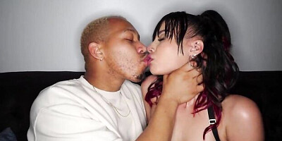 Dude with a huge black dick with a gorgeous brunette Ari Alectra