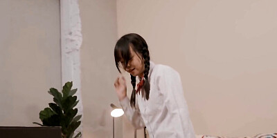 Petite Pigtail Asian chick rides a dick until she has an orgasm