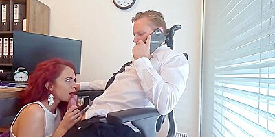 Redhead Seduces And Rides Huge Cock To Get A Loan - Sirena Milano