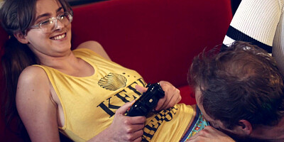 ...Nerdy teen Jay Taylor gets eaten out and fucked hard with her panties on...