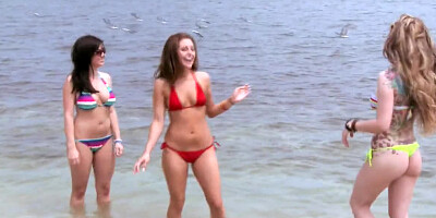 Girls fool around on the beach and have sex with each other