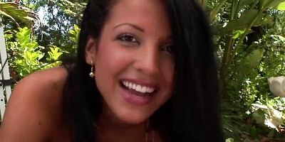 Beautiful chick Maya Gates strokes a nice hard penis on the knees