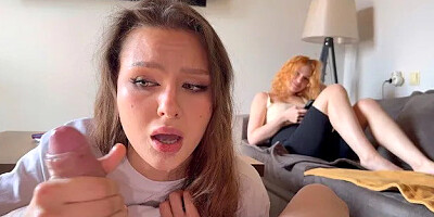 Pov: Stepsisters Friend Lost Her Mouth in Cards. Cum in Her Mouth