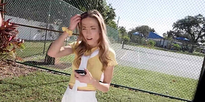 BANGBROS - Alexis James Was Playing Tennis When The Bang Bus Came, Now She Has A Mouth Full Of Cum