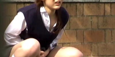 NipponPissTV.com - Chinese dame takes off her sundress to urinate outside in public glance