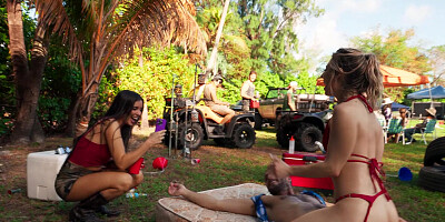 ...Bikini slut Cheerleader Kait gets fucked in the garden...