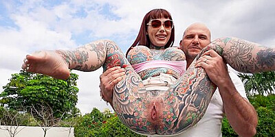 Rough Poolside Drilling With Tattooed Petite With Lili Tiger, Tiger Lilly And J Mac