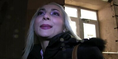 PublicAgent Sexy blonde with firm ass swallows cum
