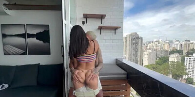 Crazy Fuck on the Balcony with the Brunette from So Paulo