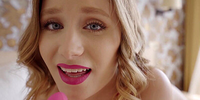 Cute blonde Lily Blossom feels so horny that she uses her dildo to satisfy her cravings