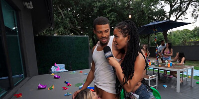 Kira Noir interviewing people before getting banged