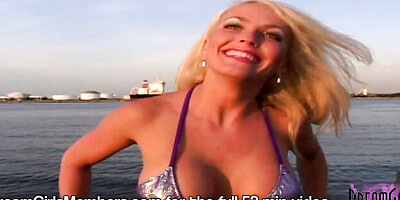 Sweet thing's risky public nudity action by DreamGirls Members