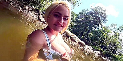 I Couldnt Resist A Real Stranger During Public River Sex, Cum In My Mouth
