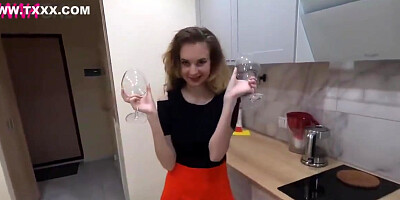 Russian Girl In Stockings Has Home Sex On The Couch